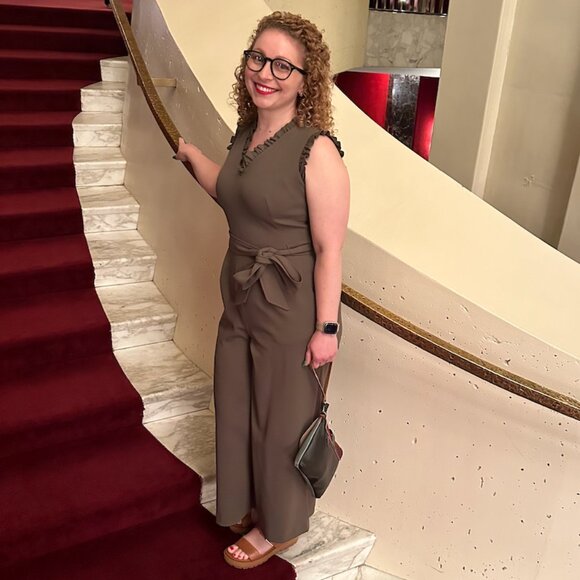 Calvin Klein Women's Sleeveless Ruffle-Trim Cropped Jumpsuit - Picture 9 of 10